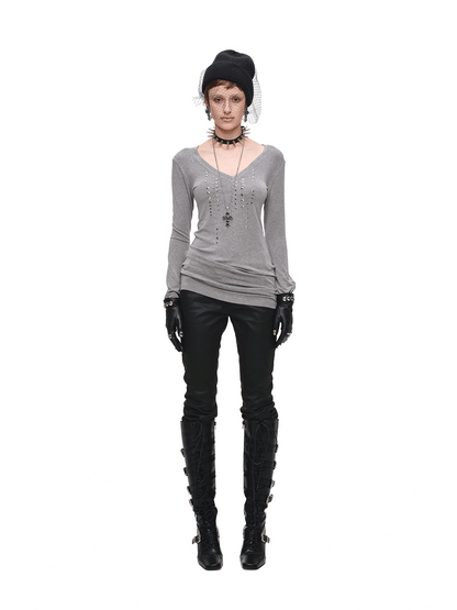 Rhinestone Fitted Knit Top