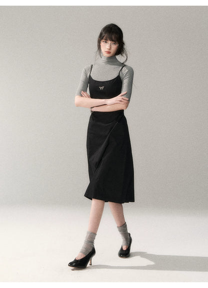 Minimalist Cotton A-Line Slip Midi Dress