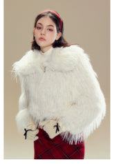 White Turn-down CollarFaux Shearling Coat - CHINASQUAD