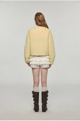 Yellow Faux Fur Casual Crop Coat - CHINASQUAD