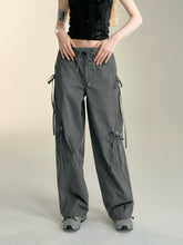 Pink & Grey Bow Tie Drawstring Cargo Pants - CHINASQUAD