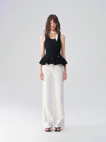 Cloud Stretch Straight-Leg White Denim Jeans