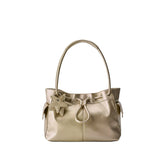 Pebbled Leather Drawstring Cloud Shoulder Bag ECODAY