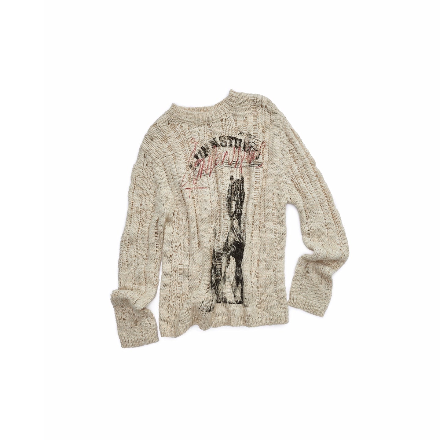 Icelandic Animal Pattern Open-Knit Sweater