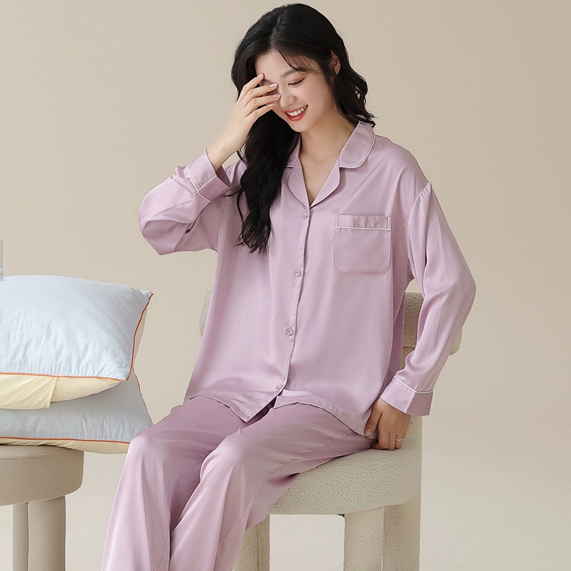 Silk Cardigan and Ice Silk Pajamas Two-piece Set