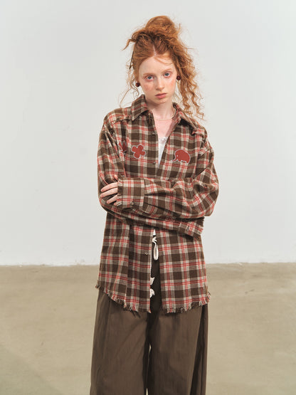 Fun Tassel Plaid Shirt