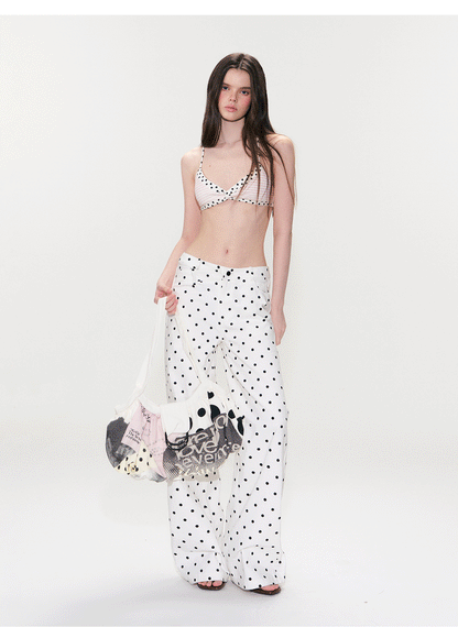 Color-Block Polka Dot Triangle Bralette Top