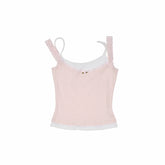 Asymmetrical Lace Trim Layered Knit Camisole 1Jinn Studio