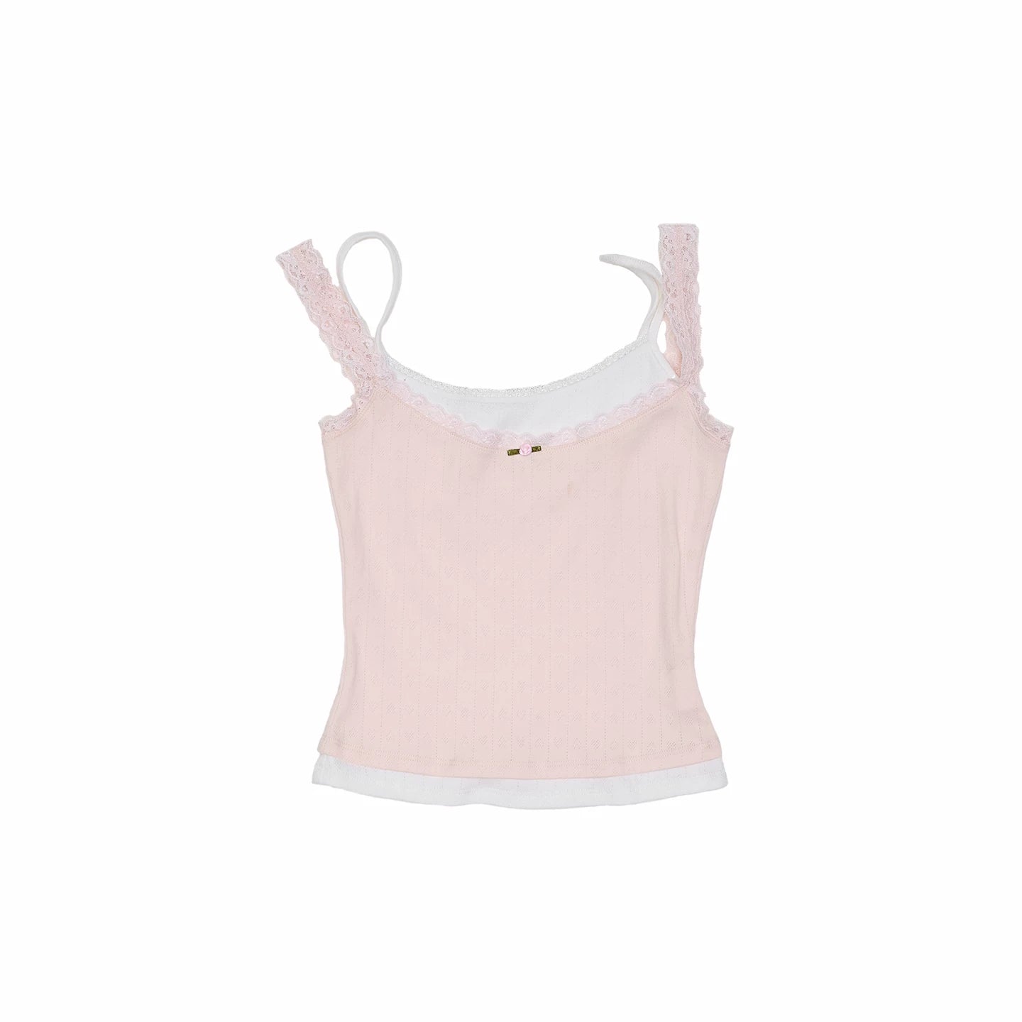 Asymmetrical Lace Trim Layered Knit Camisole 1Jinn Studio