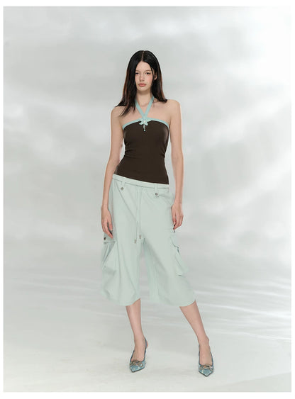 Contrast Halterneck Knit Camisole
