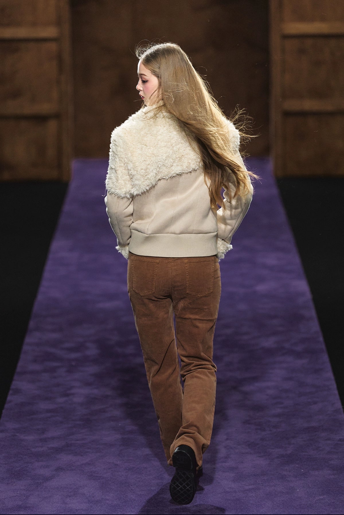 Faux Shearling Fitted Fur-Collar Jacket