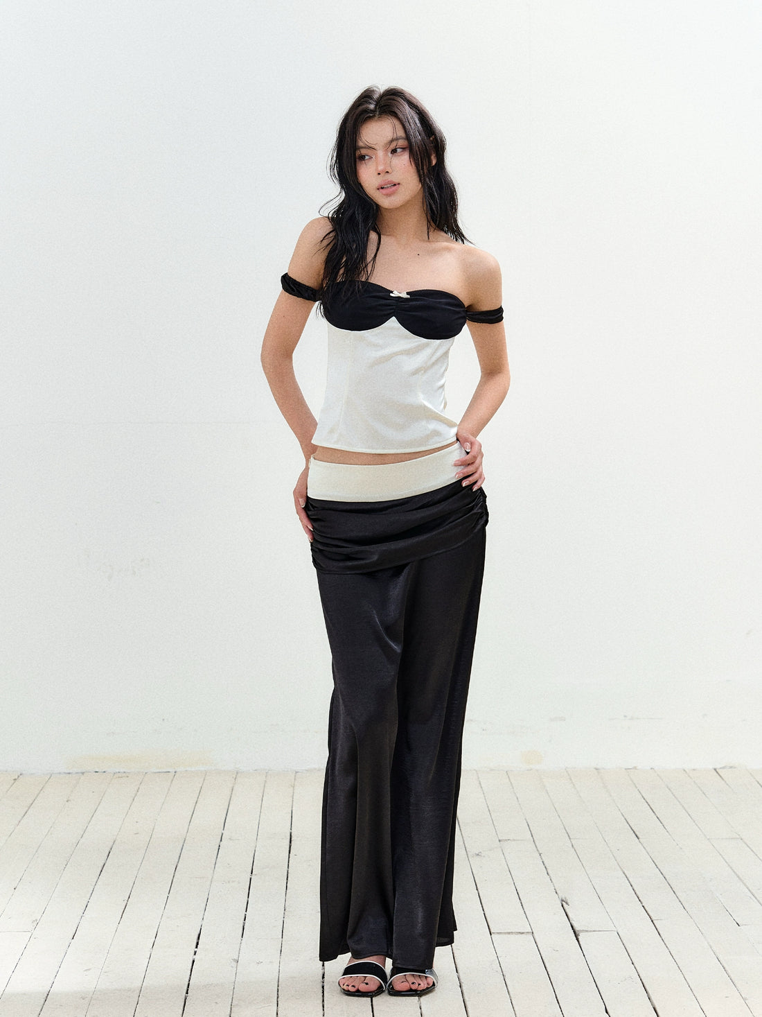 Colorblock Bubble Sleeve Top &amp; Skirt Set
