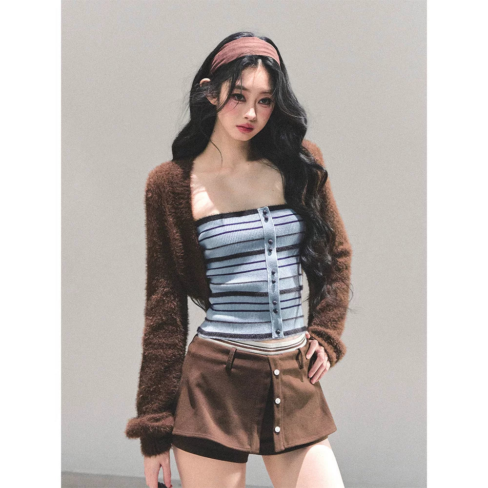 French Cropped Knit Cardigan