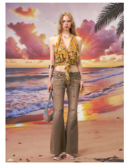 Floral Halter Backless Camisole