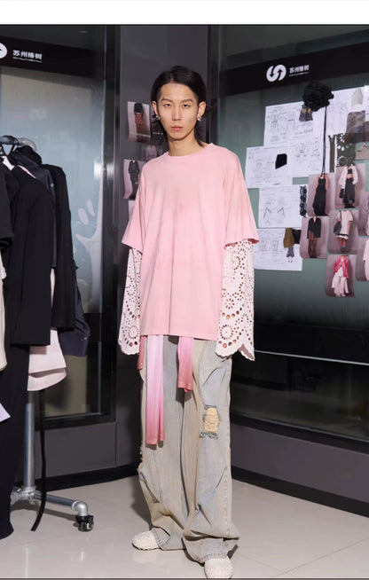 Washed Distressed Balloon-Fit Denim Jeans