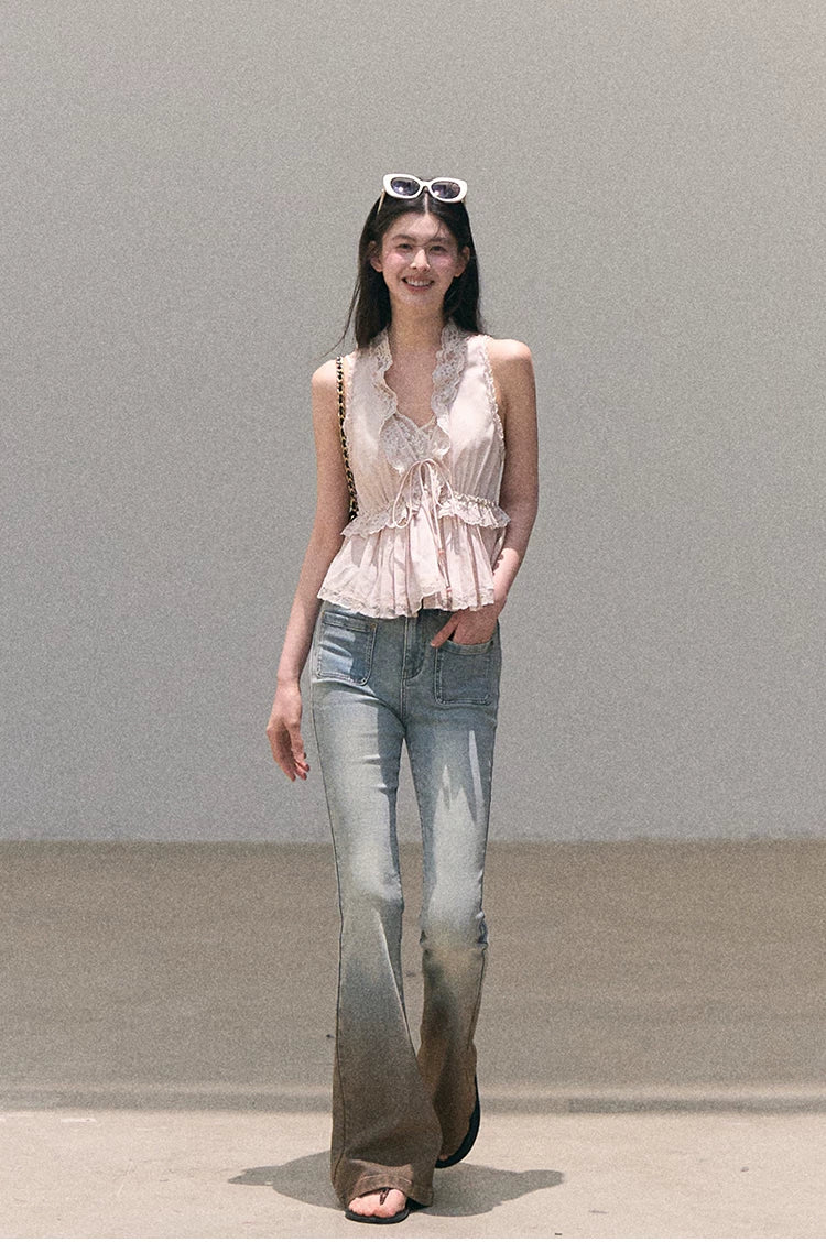 Valley Fog Vintage Washed Flared Jeans