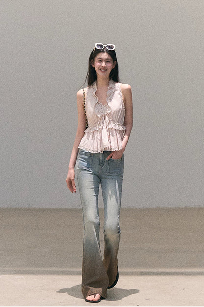 Valley Fog Vintage Washed Flared Jeans