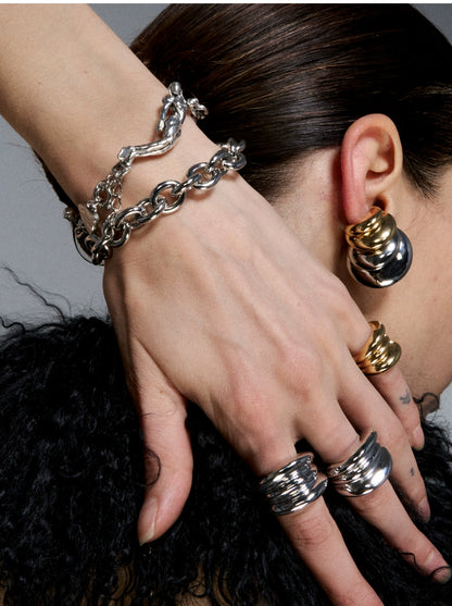 Reshaped Romance Dual-Layer Metal Hoop Earrings