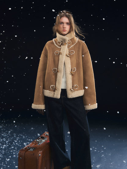 Horn-Button Sherpa Jacket