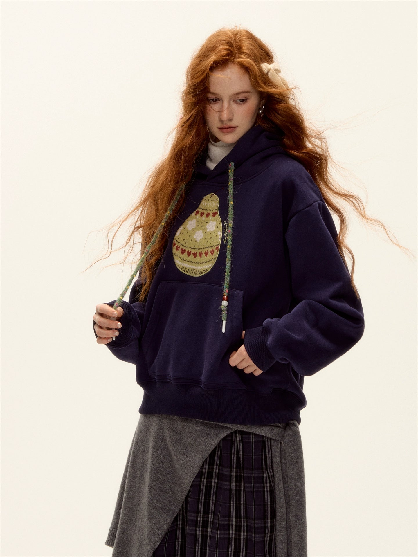 Brushed Fair Isle Knit Hoodie