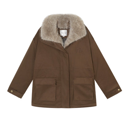 Fur-Trim Padded Utility Parka Jacket