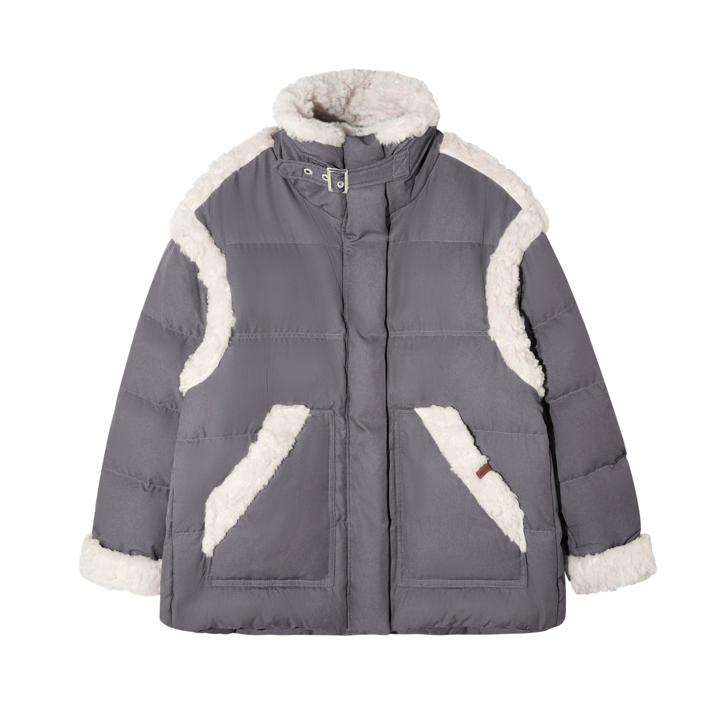 Faux Shearling Panel Down Jacket