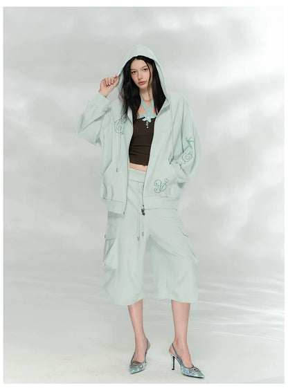 Waffle Knit Cargo Cropped Trousers