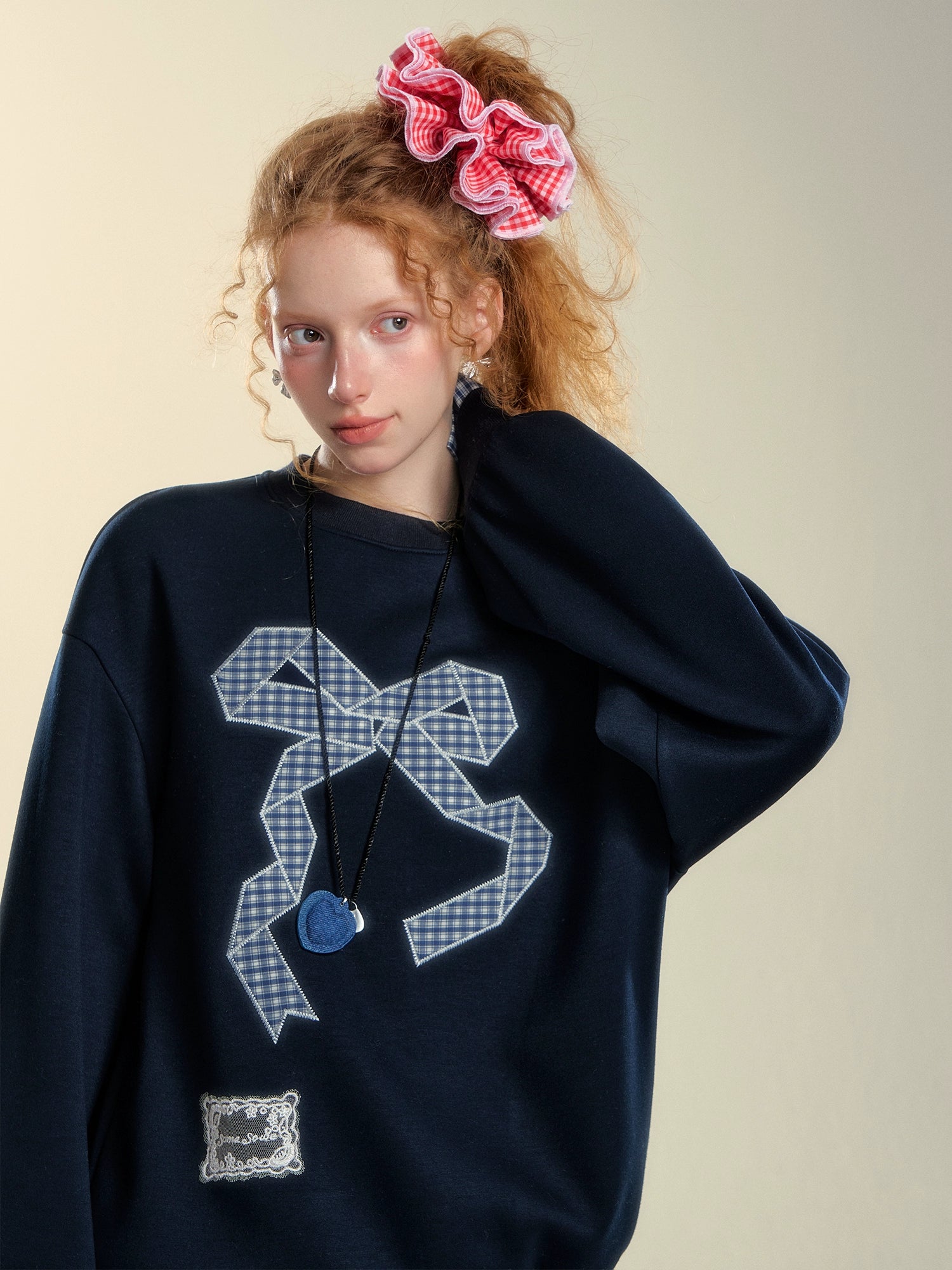 Embroidered Origami Bow Sweatshirt