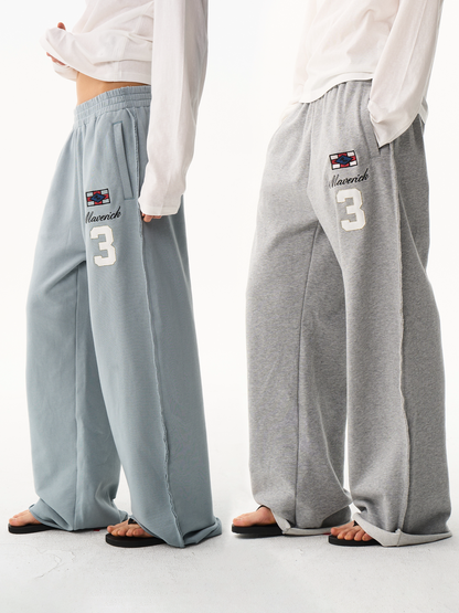 Multi-Color Embroidered Raw-Edge Sweatpants