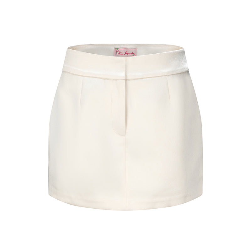 Black &amp; Off-white Elle Satin Mini Skirt - CHINASQUAD
