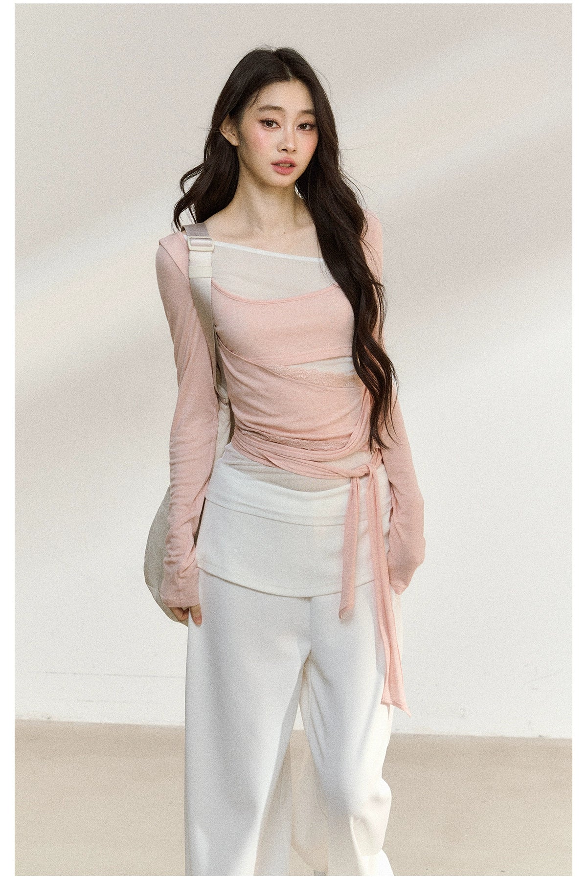 7ShiftiLayered Mesh-Knit Tie Detail T-Shirts