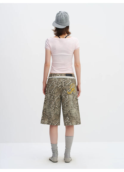 Lace Trim Scoop Neck Fitted Cotton T-Shirt