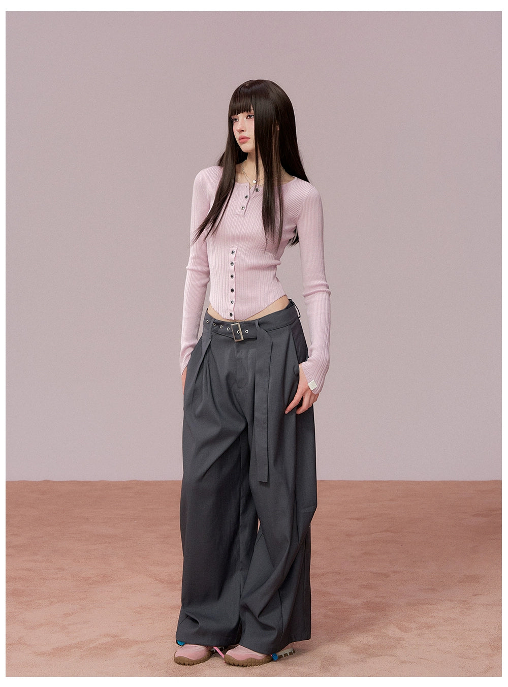 Ribbed Silk-Blend Buttoned Knit T-Shirt