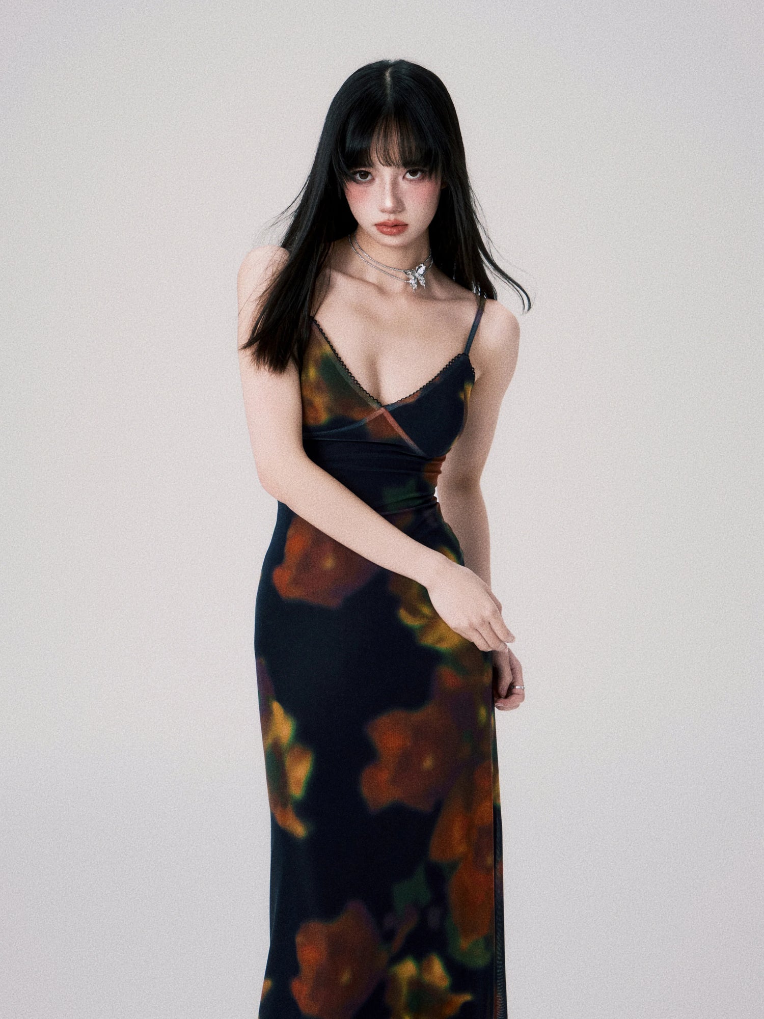 Vintage Printed Spaghetti-Strap Dress