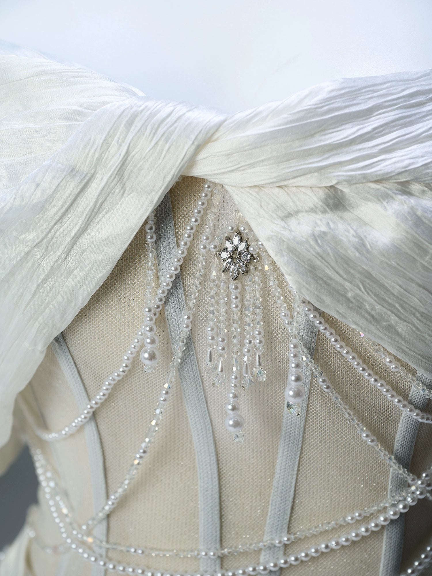 Icy Serene Sculpted Silken Gown