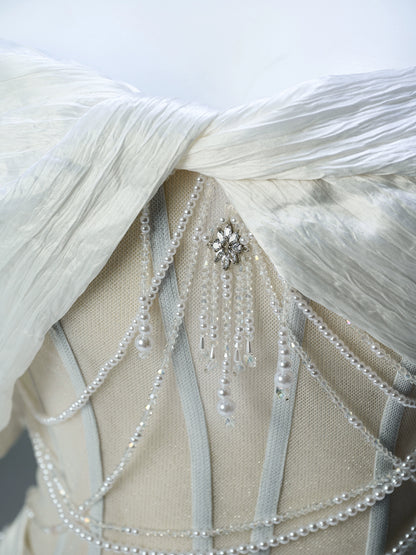 Icy Serene Sculpted Silken Gown