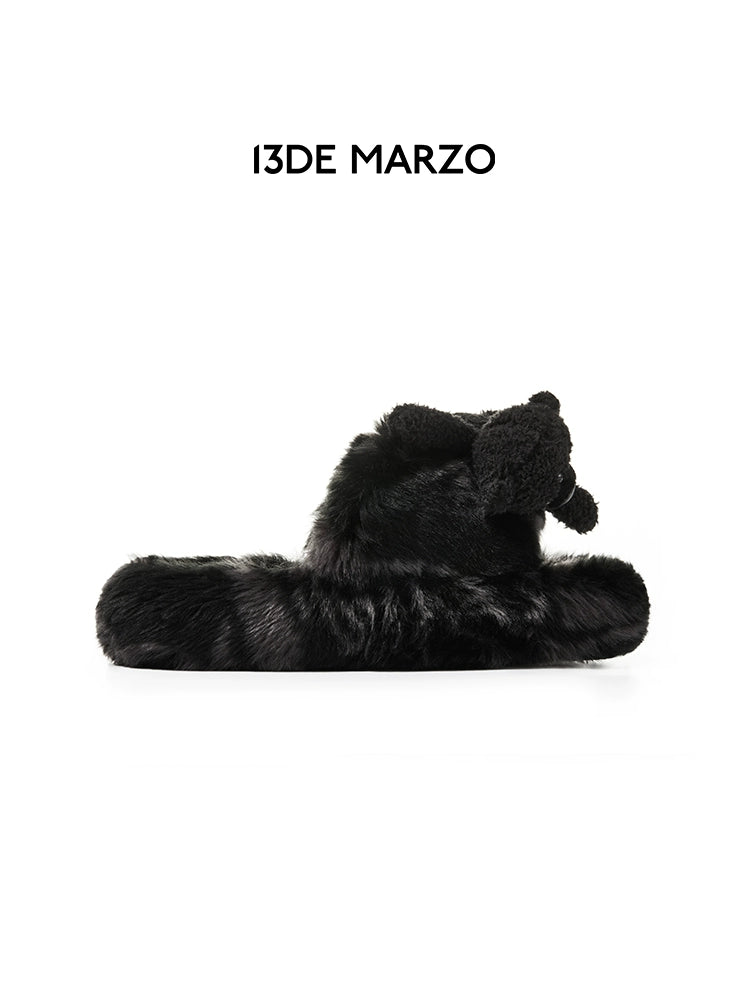 Logo Furry Plush Slipper