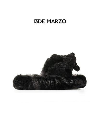 Logo Furry Plush Slipper