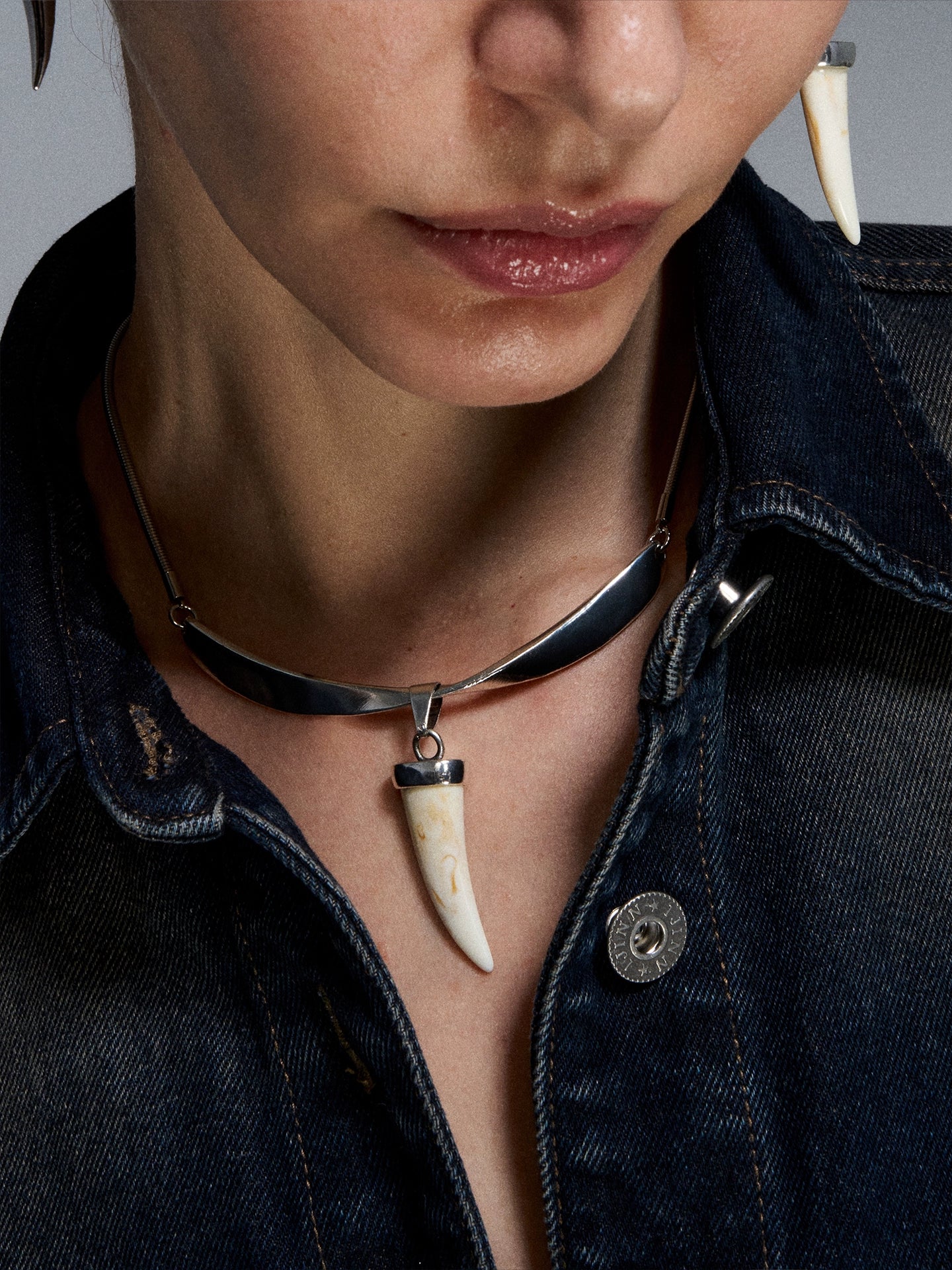 Silver Fang &amp; Horn Reshaped Romance Vintage Necklace