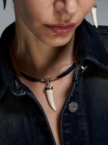 Silver Fang &amp; Horn Reshaped Romance Vintage Necklace