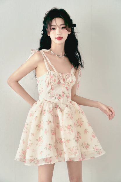 Pink Rose Floral Bow Dress