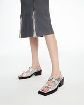 Double-Buckle Diagonal Chunky Sandals - CHINASQUAD