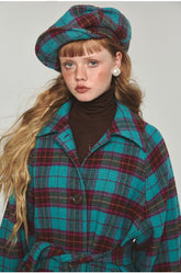 Plaid Classic  Belted Waist Woolen Overcoat - CHINASQUAD