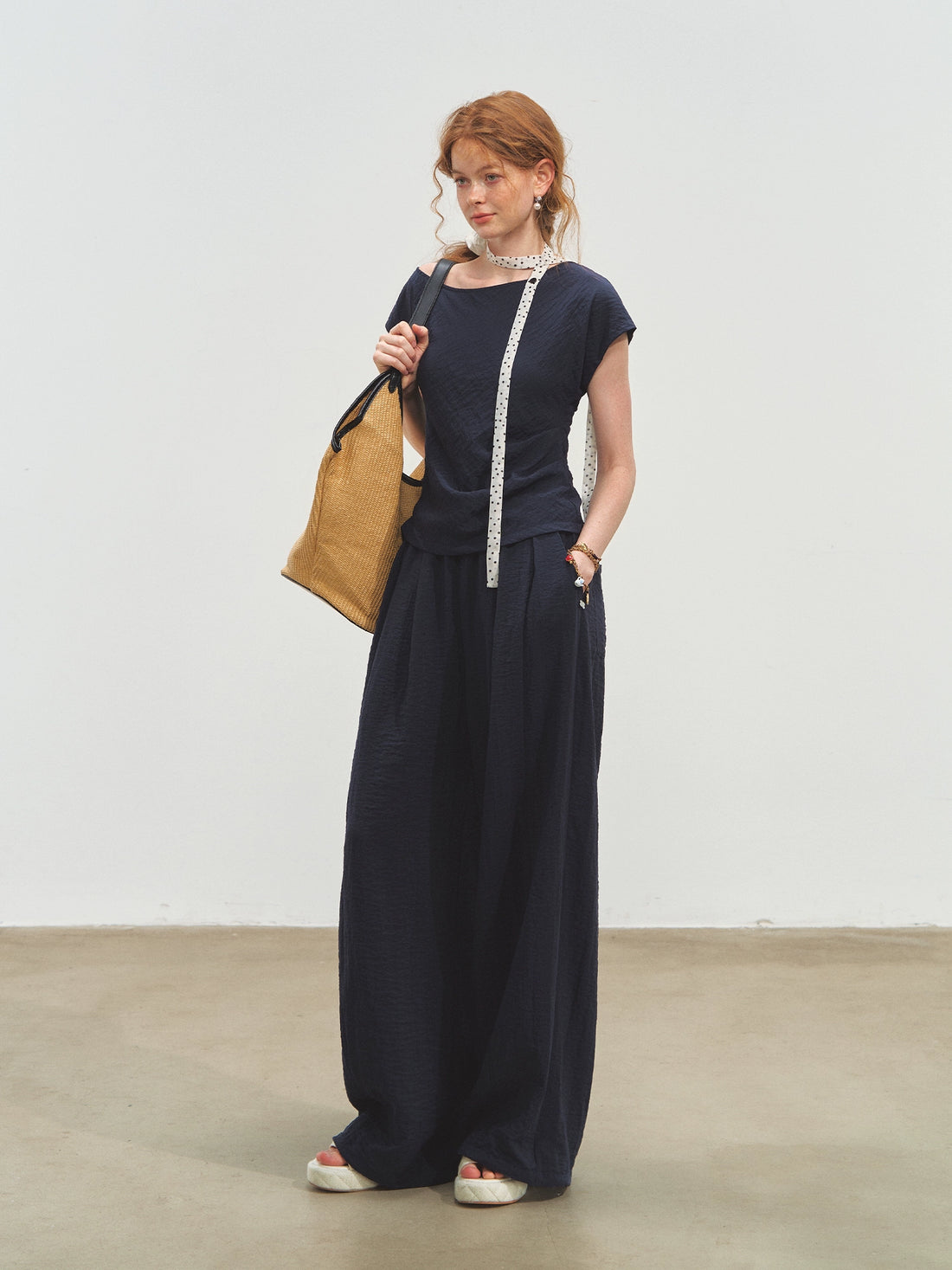 Draped Lazy Asymmetric Shoulder Convertible Top Set - CHINASQUAD