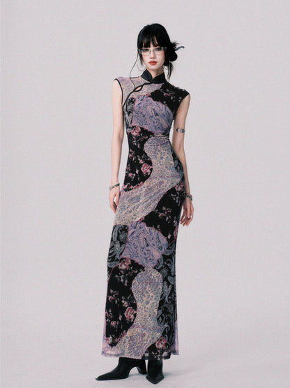 Mesh New Chinese-Style Cheongsam Dress