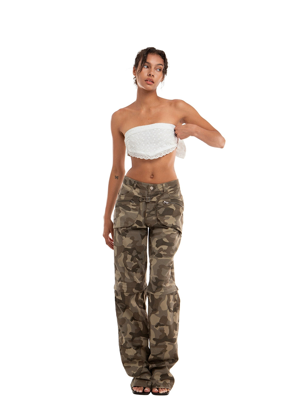 Camouflage Print Zip-off Convertible Cargo Pants