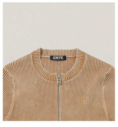 Wild Retro Zipper Knit Cardigan