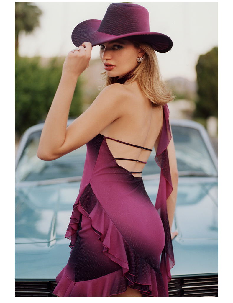 Backless Halter Mini Dress