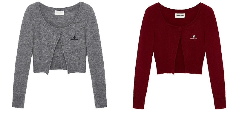 Single-Button Wool-Blend Knit Cardigan