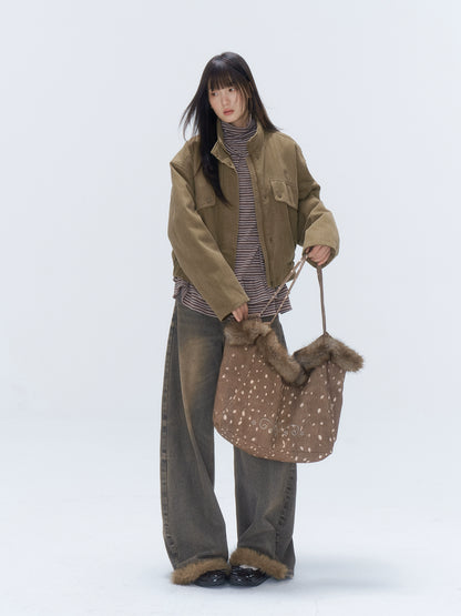 Vintage Washed Cotton Padded Workwear Jacket